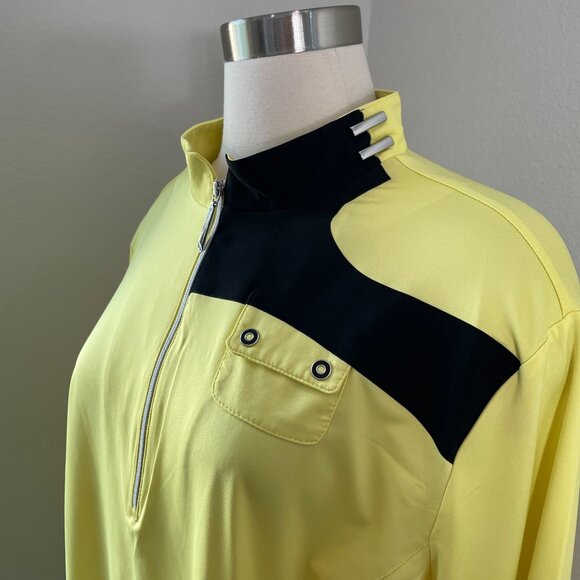 Jamie Sadock Womens Plus XXL Yellow Black 1/4 Zip Long Sleeve Golf Shirt Top - Picture 2 of 11